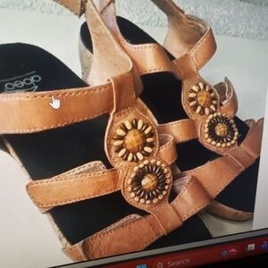 Women's ABEO PRO-SYSTEM BROWN LEATHER Adjustable Mini Wedge SANDALS size 8